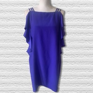 Amanda Uprichard Silk Cold Shoulder  Ruffle Dress